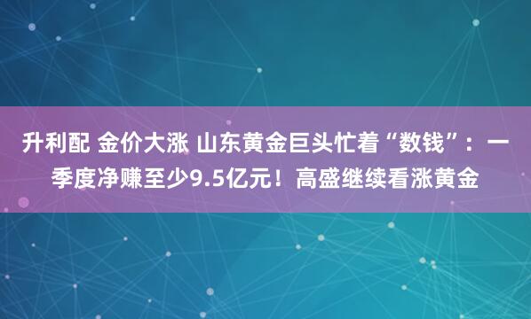 升利配 金价大涨 山东黄金巨头忙着“数钱”：一季度净赚至少9.5亿元！高盛继续看涨黄金